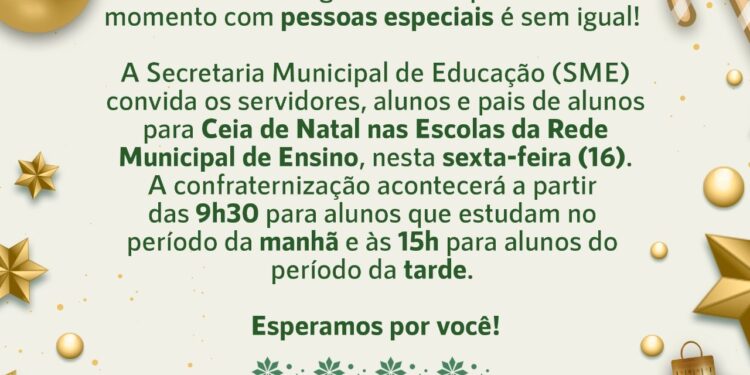 Barbalha realiza ceia de Natal nas escolas municipais nesta sexta-feira (16)