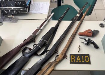 Polícia Militar apreende quatro espingardas artesanais, um revólver e munições em Icó