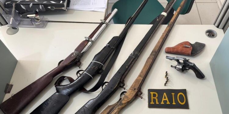 Polícia Militar apreende quatro espingardas artesanais, um revólver e munições em Icó