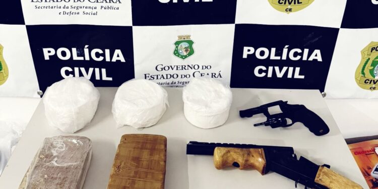 Polícia Civil prende homem e apreende mais de 4 kg de drogas e armas no Crato